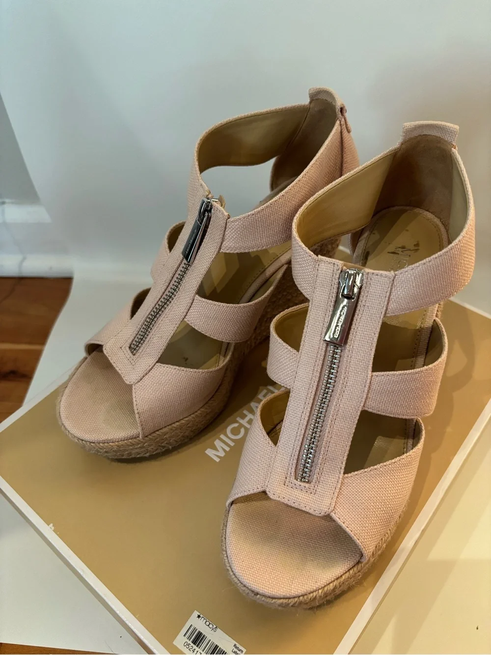MICHAEL Michael Kors Blush Pink Strappy Wedge Sandals